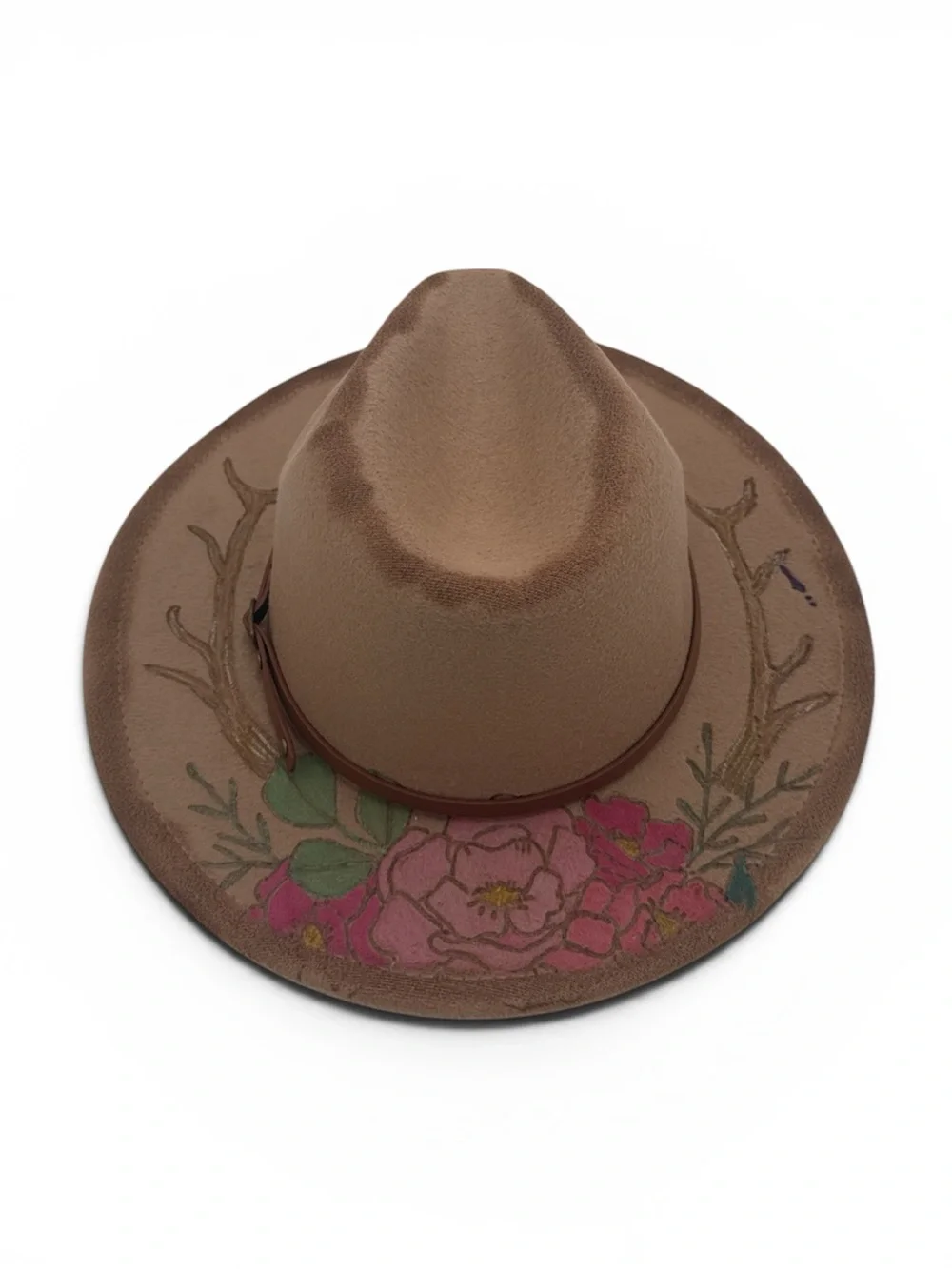 🤠 Rustic Brown Floral-Accent Cowgirl Hat 🤠